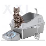 New 14 " Deep Stainless Steel Litter Box, XXL