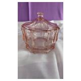 Vintage Pink Depression Glass Candy Dish with a