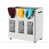 New  3 Section Laundry Basket with Wheels