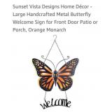 (New) Large Handcrafted Metal Butterfly Welcome