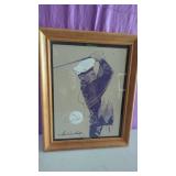 Framed 12" x15" Professional Golfer Tom Weiskopf.