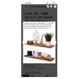 (New) Set of 2  24" Rustic Pine Floating Shelves