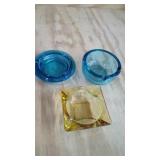 3 Glass MCM Ashtrays