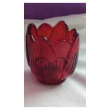 VTG Ruby Glass Fenton Red Tulip Votive Holder