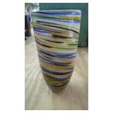 Multicolored  Art Glass Vase Murano Style Swirls