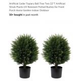 NEW Set of 2 - 22"T Artificial Cedar Topiary Ball