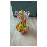 Cavalier Glass Multicolor Vase 7". Really Nice !