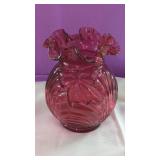 Vintage Fenton Country Cranberry Caprice Vase