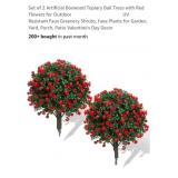 Set of 2 Artificial Boxwood Topiary Ball Trees w/