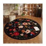 4ft Round Area Rug w/ Non-Slip Bottom,  Washable,
