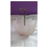 Vintage Fenton Pink Frosted Satin Glass Umbrella