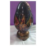 12" Vintage Vietnamese Black Lacquerware Pedestal