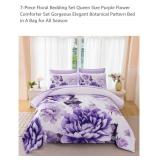 Queen Size 7 Pc Bed in a Bag, Purple Elegant