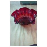 Vintage  Royal Ruby Red  Glass Serving Bowl 10
