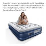 18" Queen Size Air Mattress w/ Built in