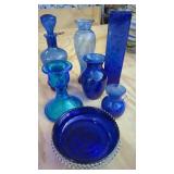 Vintage Cobalt Blue Glassware Lot