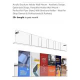 6 Pocket Acrylic Brochure Holder, Wall Mount