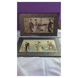 2 Vintage Japanese Geisha Eall Plaques,  made by