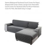 3 Pc Chaise Sectional Sofa Cover, Dark Grey