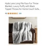 NEW 50" x 60" Faux Fur Throw Blanket, White &