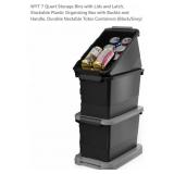 NEW 3 Pk 7 Qt Storage Bins w/ Lids & Latch, Black