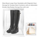 NEW 2 Pk Shoe Boxes/Display Large Clear Stackable