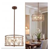 New Vintage Crystal Round Chandelier, 15.7" Drum