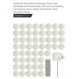 Artificial Hydrangea Flowers w/ Stems, Ivory