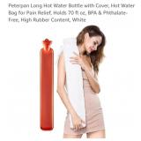 Long Hot Water Bottle w/ Faux Fur Cover, White,