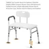 Tub Transfer Bench for Bathtub w/ Backrest &