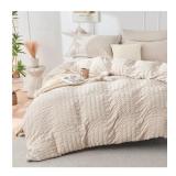 3 Pc Queen Size Comforter Set, Beige *appears
