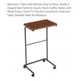 "C" Table w/ Wheels, Rustic Brown &