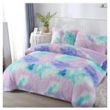 New Purple Tie Dye Fuzzy Furry Long Faux Fur