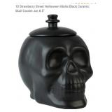 NEW 8.5" Ceramic Skull Cookie Jar, Black