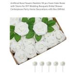 NEW 30 Pc Artificial Roses, White, Foam