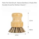 Palm Pot Dish Brush- Nature Bamboo 2 Packs Mini
