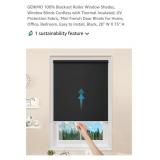 NEW 20" W X 75" H 100% Blackout Roller Window
