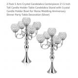 2 Pack 5 Arm Crystal Candelabra Centerpieces 21.5