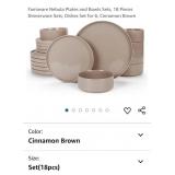 NEW 18 Pc Stoneware Dinnerware Set, Cinnamon