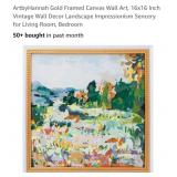 ArtbyHannah Gold Framed Canvas Wall Art, 16x16