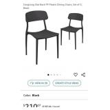 NEW Set of 2 PP Plastic Dining Chairs, Slat Back,