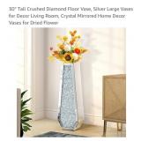 30" Diamond Floor Vase*has Mirror damage,