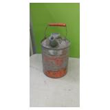 Red Handled Galvanized Metal Can without lids