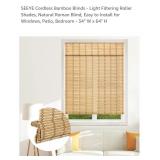 NEW 34" W x 64" H Cordless Bamboo Roman Blind,
