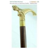 New- Mermaid Cane w/ Solid Brass Handle ~ Walking