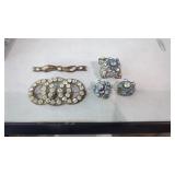 Estate Jewelry.  5 PCs Brooches & Earrings