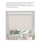 NEW 27"W x 72"H Cordless Roller Blinds -  Woven