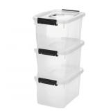 NEW 3 Pk - 6Qt Plastic Container w/ Latches &