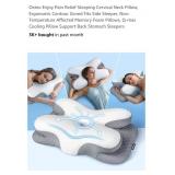 Cooling Cervical Neck Pillow, White & Grey