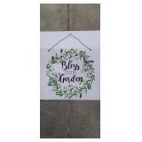 NEW Metal Hanging Sign " Bless Our Garden"